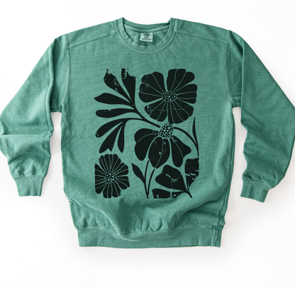 Artistic Boho Floral - Comfort Colors Premium Heavyweight Sweatshirt