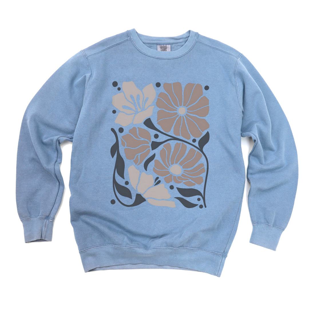 Abstract Boho Floral - Comfort Colors Premium Heavyweight Sweatshirt