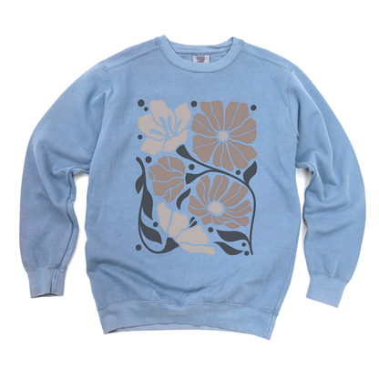 Abstract Boho Floral - Comfort Colors Premium Heavyweight Sweatshirt