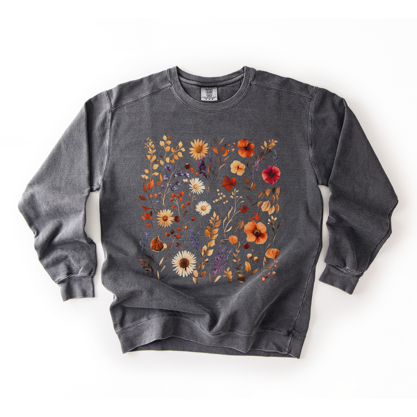 Autumn Boho Floral Print - Comfort Colors Premium Heavyweight Sweatshirt