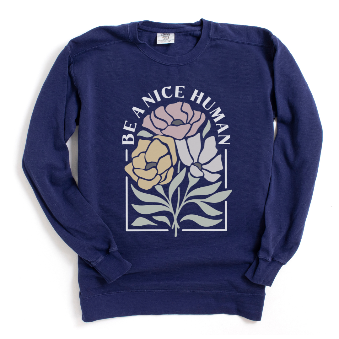 Be A Nice Human - Comfort Colors Premium Heavyweight Sweatshirt