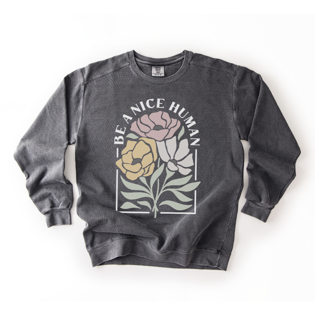 Be A Nice Human - Comfort Colors Premium Heavyweight Sweatshirt