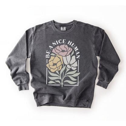 Be A Nice Human - Comfort Colors Premium Heavyweight Sweatshirt