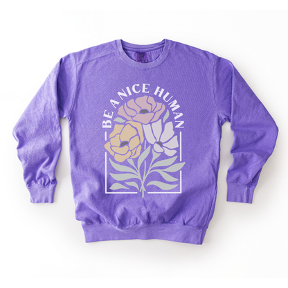 Be A Nice Human - Comfort Colors Premium Heavyweight Sweatshirt