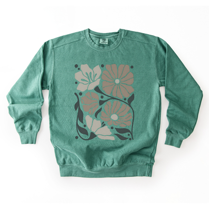 Abstract Boho Floral - Comfort Colors Premium Heavyweight Sweatshirt
