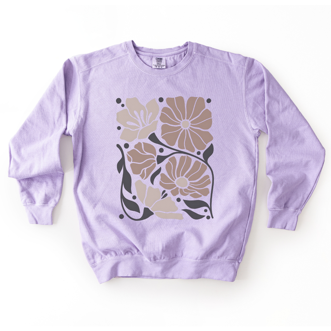 Abstract Boho Floral - Comfort Colors Premium Heavyweight Sweatshirt