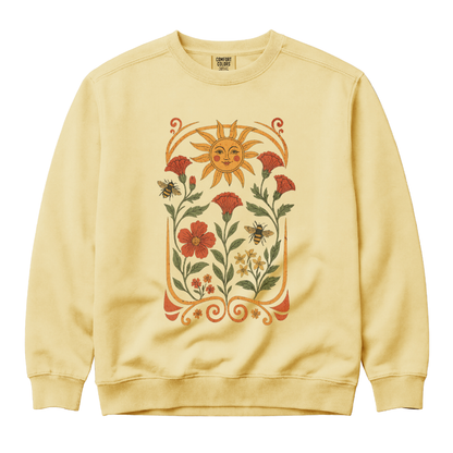 Golden Floral - Comfort Colors Premium Heavyweight Sweatshirt