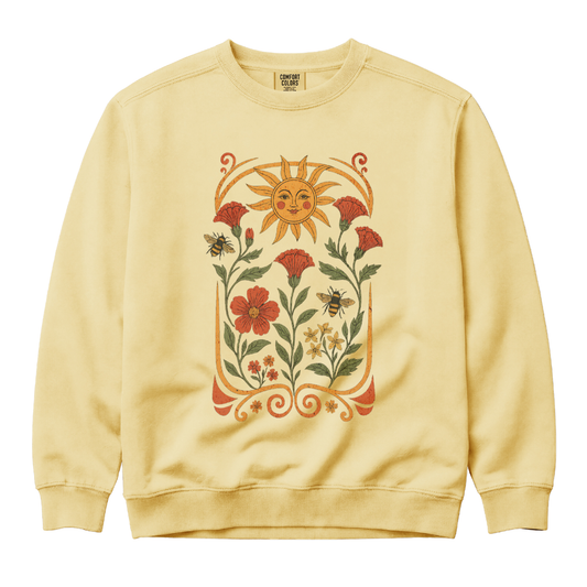Golden Floral - Comfort Colors Premium Heavyweight Sweatshirt