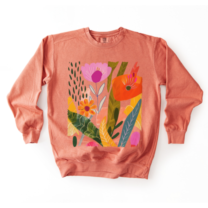 Modern Art Plant Print - Comfort Colors Premium Heavyweight Sweatshirt