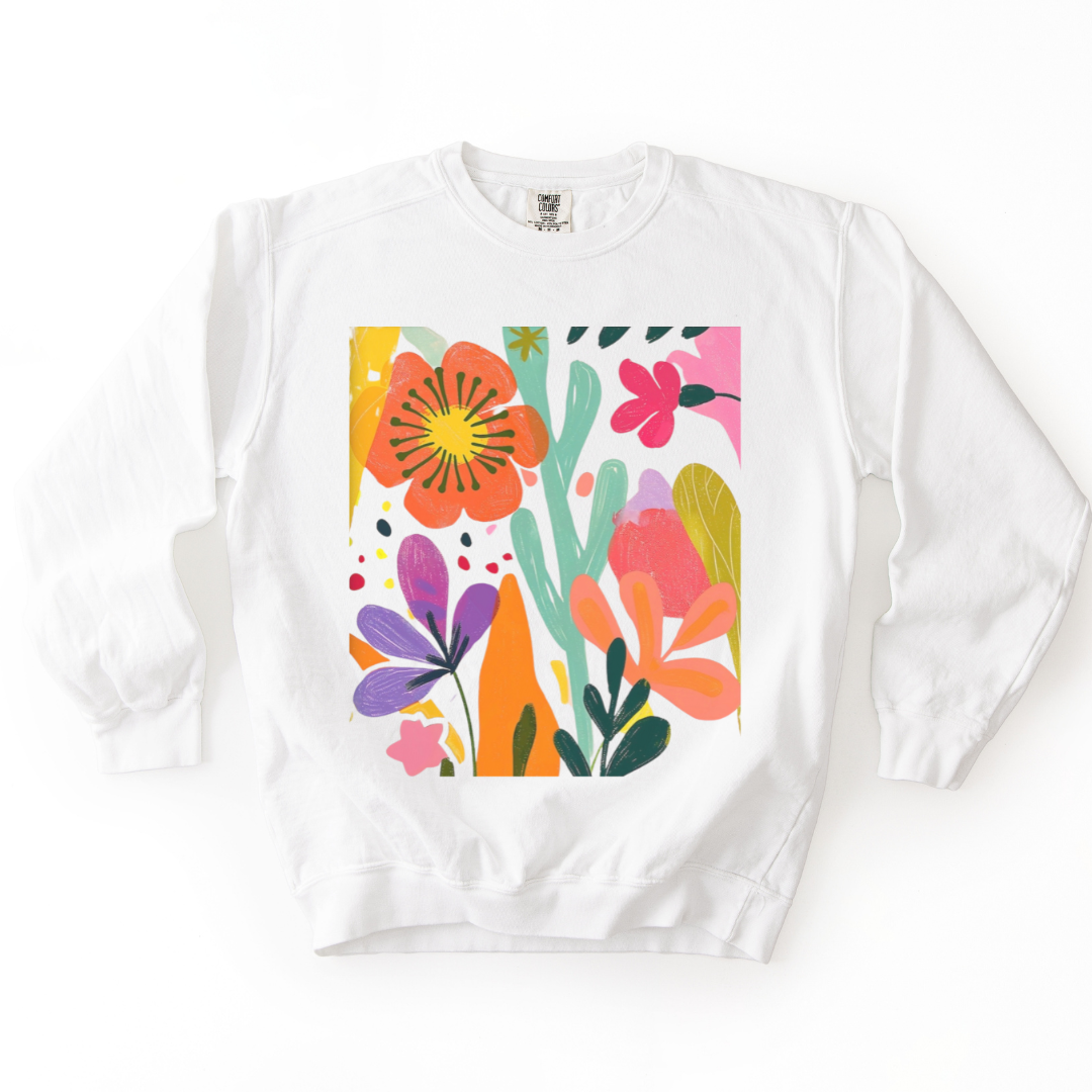 Modern Art Flower Print - Comfort Colors Premium Heavyweight Sweatshirt