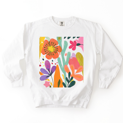 Modern Art Flower Print - Comfort Colors Premium Heavyweight Sweatshirt