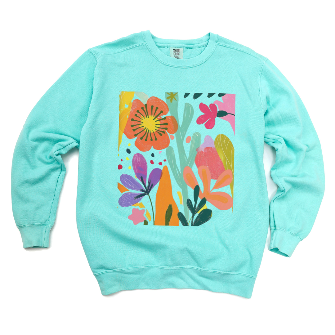 Modern Art Flower Print - Comfort Colors Premium Heavyweight Sweatshirt
