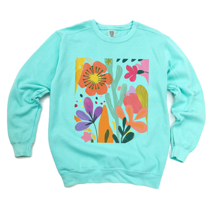 Modern Art Flower Print - Comfort Colors Premium Heavyweight Sweatshirt