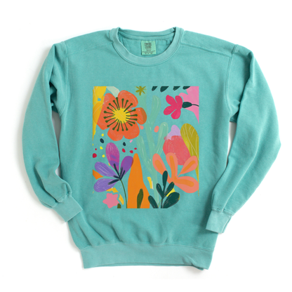 Modern Art Flower Print - Comfort Colors Premium Heavyweight Sweatshirt