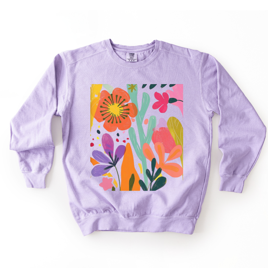 Modern Art Flower Print - Comfort Colors Premium Heavyweight Sweatshirt