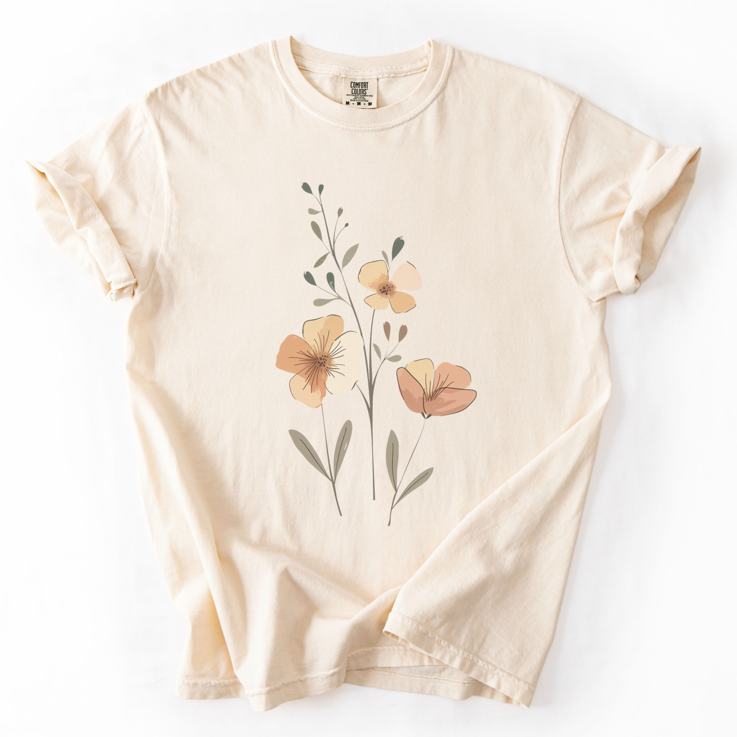 Boho Water Color Flowers   - Comfort Colors Relaxed Fit Premium T Shirt