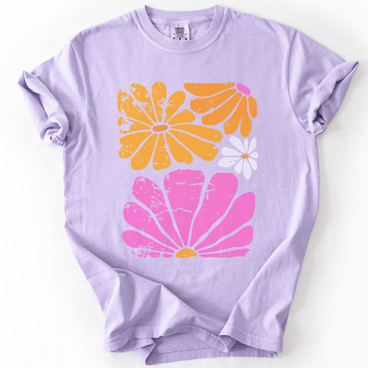 Sunbloom Boho Vintage Floral -  Relaxed Fit Vintage Wash T Shirt