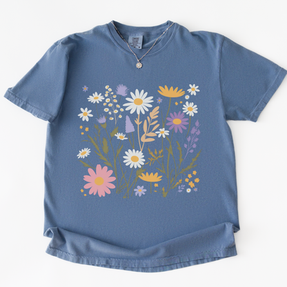 Flower Power Print - Comfort Colors Relaxed Fit Premium T Shirt