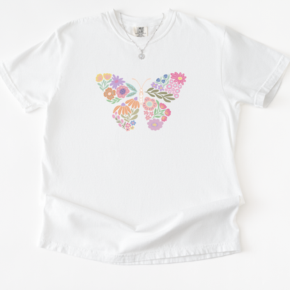 Boho Floral Butterfly -  Comfort Colors Relaxed Fit Premium T Shirt
