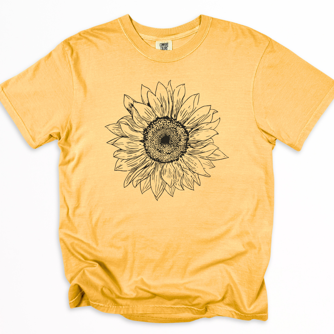 Graphite Sunflower - Comfort Colors Relaxed Fit Premium T Shirt