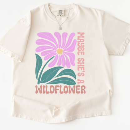 Maybe She's A Wild Flower - Comfort Colors Relaxed Fit Premium T Shirt