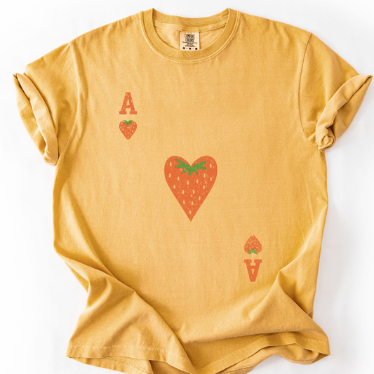 The Ace Of Strawberries, Vintage Distressed Print - Comfort Colors Relaxed Fit Premium T Shirt