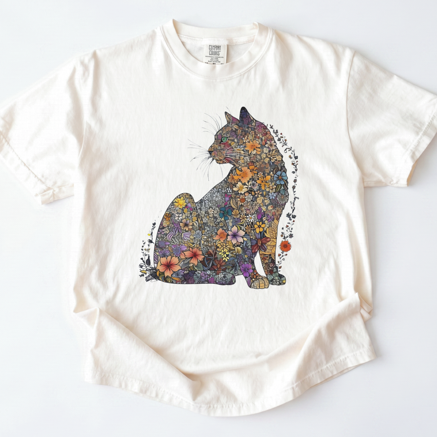 Floral Cat -  Comfort Colors Relaxed Fit Premium T Shirt