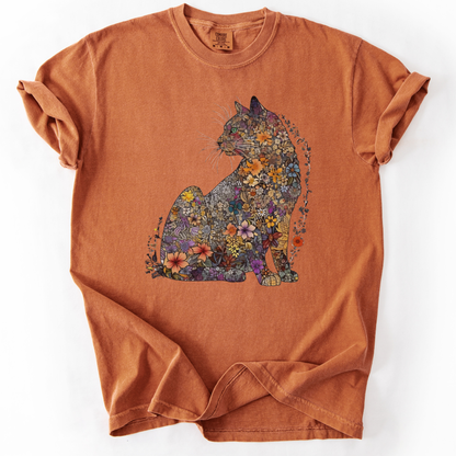 Floral Cat -  Comfort Colors Relaxed Fit Premium T Shirt