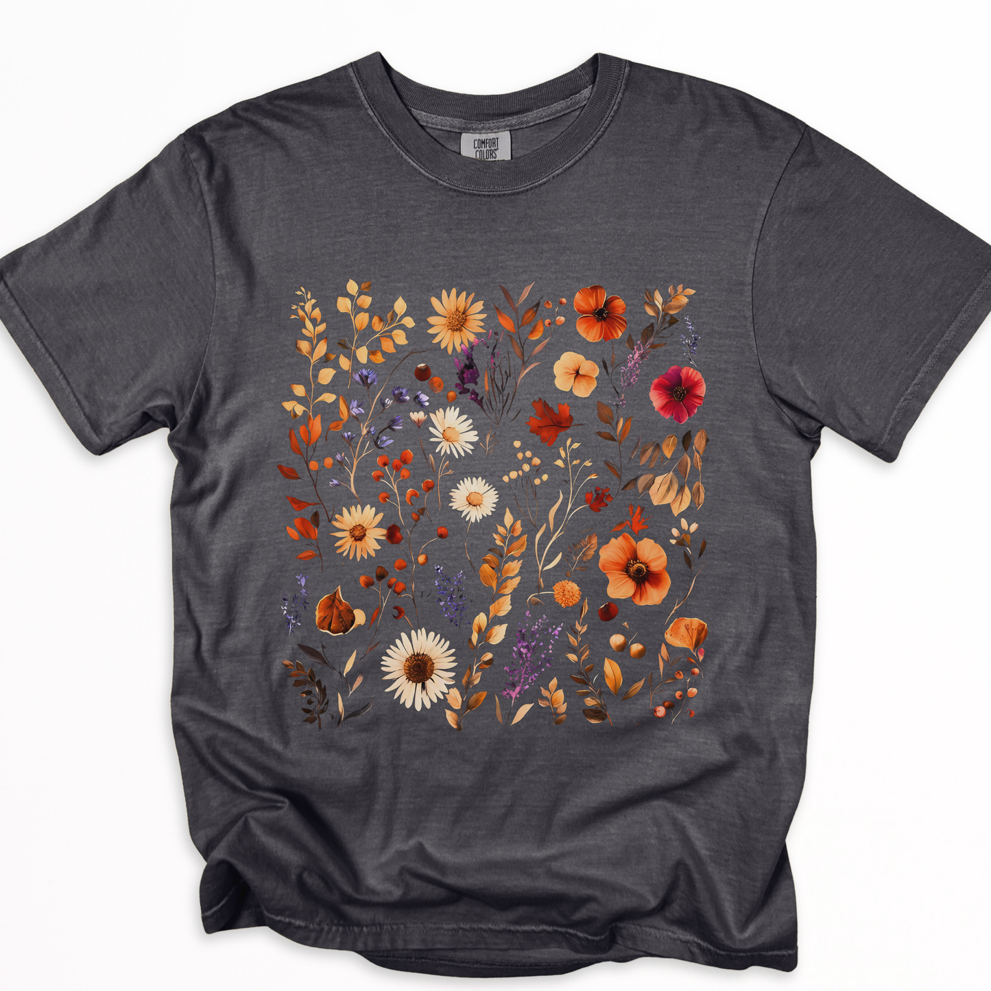Autumn Boho Floral Print - Comfort Colors Relaxed Fit Premium T Shirt