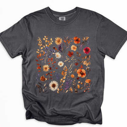 Autumn Boho Floral Print - Comfort Colors Relaxed Fit Premium T Shirt