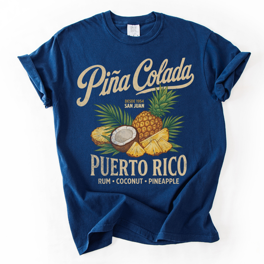 Pina Colada Vintage Print Tee - Comfort Colors Relaxed Fit Premium T Shirt