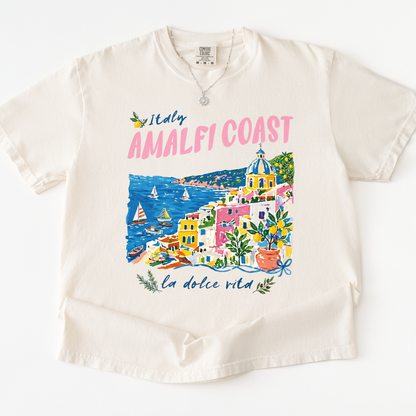 Amalfi Coast Painting - Comfort Colors Relaxed Fit Premium T Shirt