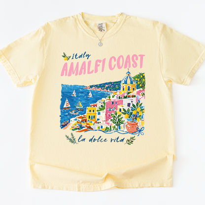 Amalfi Coast Painting - Comfort Colors Relaxed Fit Premium T Shirt