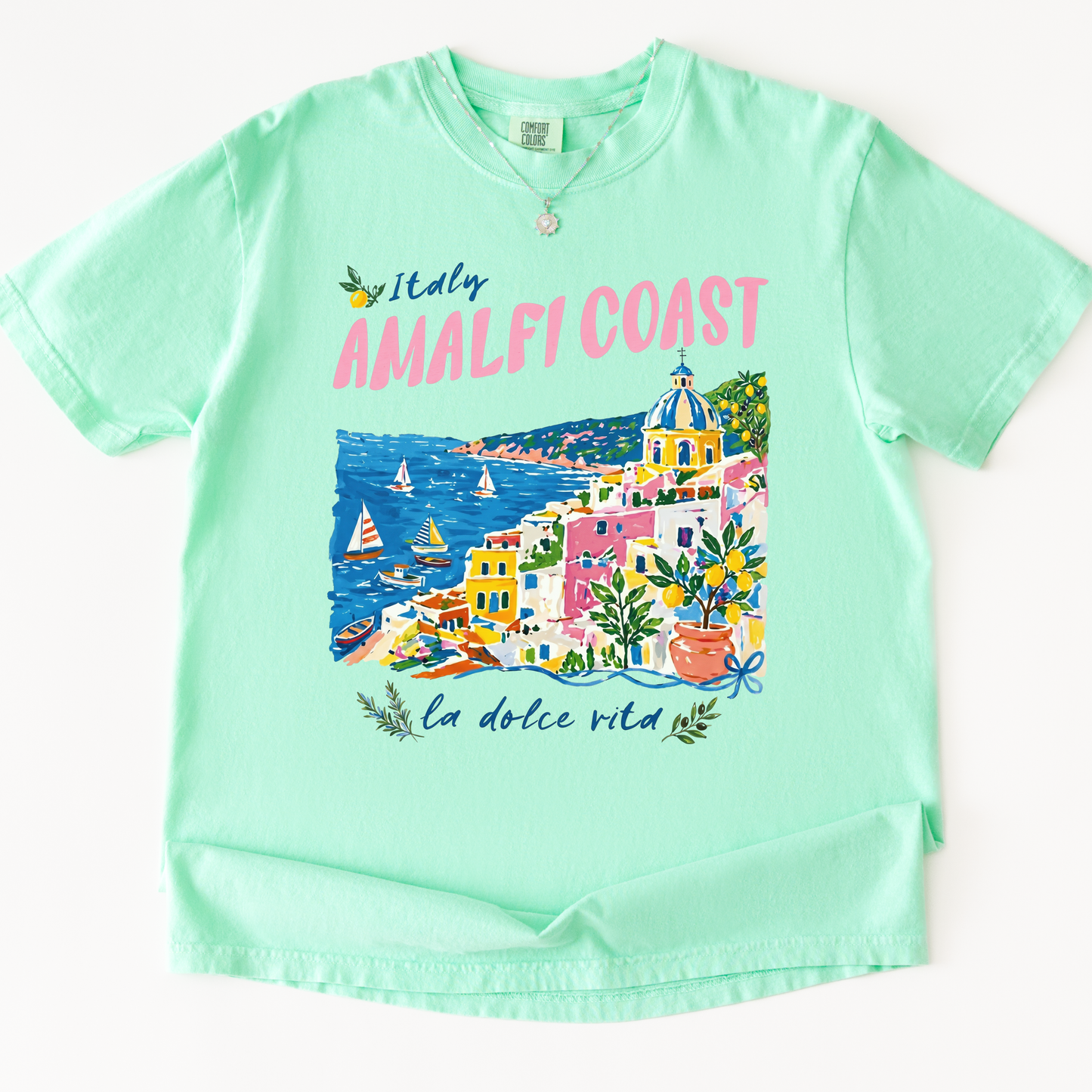 Amalfi Coast Painting - Comfort Colors Relaxed Fit Premium T Shirt