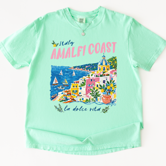 Amalfi Coast Painting - Comfort Colors Relaxed Fit Premium T Shirt