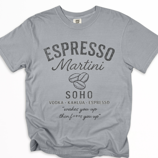 Espresso Martini, Vintage Faded Print - Comfort Colors Relaxed Fit Premium T Shirt