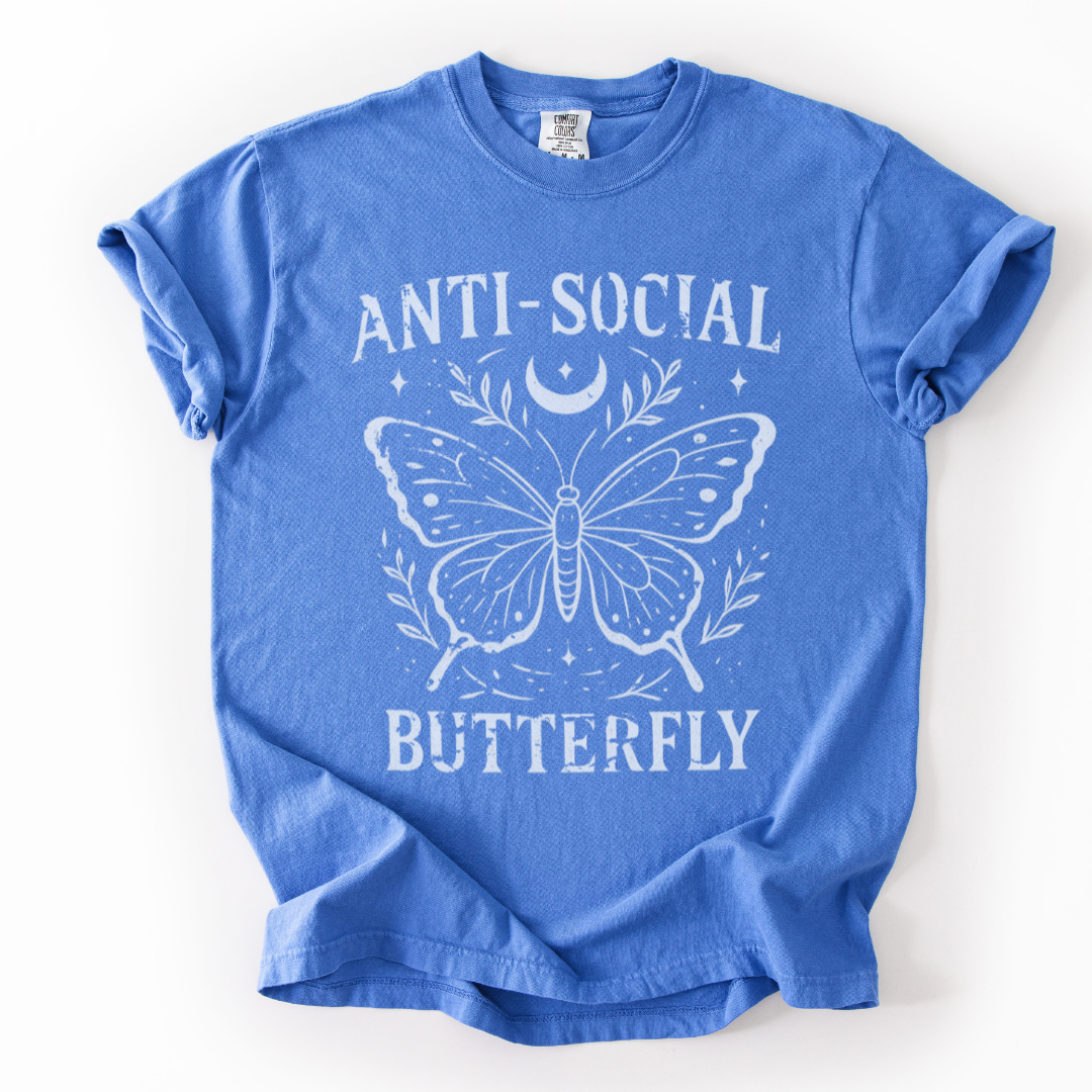 Anti-Social Butterfly -  Comfort Colors Relaxed Fit Premium T Shirt