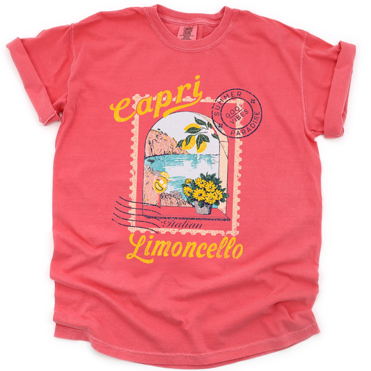 Limoncello in Capri Vintage Print -  Comfort Colors Relaxed Fit Premium T Shirt