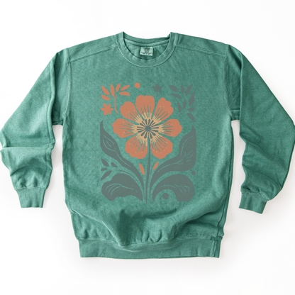 Retro Floral - Comfort Colors Premium Heavyweight Sweatshirt