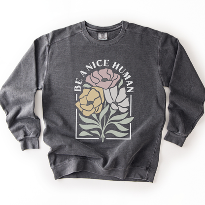 Be A Nice Human - Comfort Colors Premium Heavyweight Sweatshirt