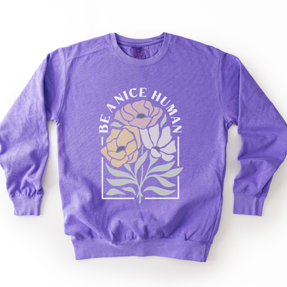 Be A Nice Human - Comfort Colors Premium Heavyweight Sweatshirt