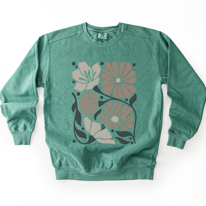 Abstract Boho Floral - Comfort Colors Premium Heavyweight Sweatshirt