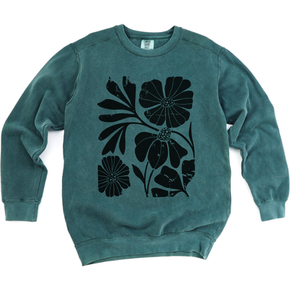 Artistic Boho Floral - Comfort Colors Premium Heavyweight Sweatshirt