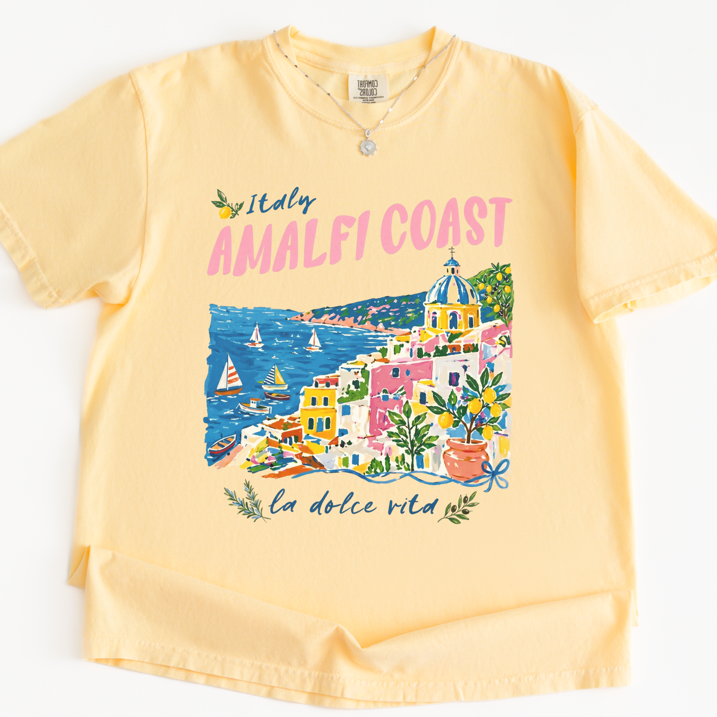 Amalfi Coast Painting - Comfort Colors Relaxed Fit Premium T Shirt