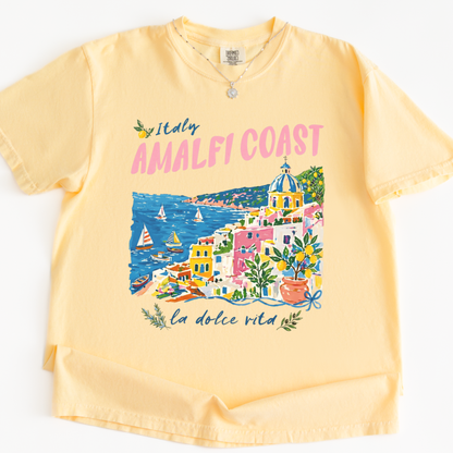 Amalfi Coast Painting - Comfort Colors Relaxed Fit Premium T Shirt