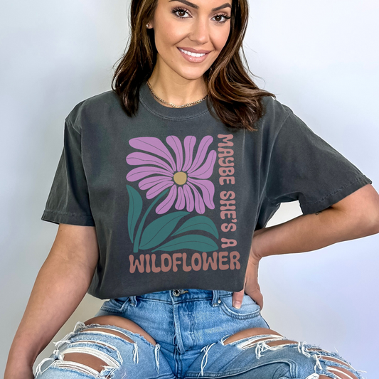 Maybe She's A Wild Flower - Comfort Colors Relaxed Fit Premium T Shirt