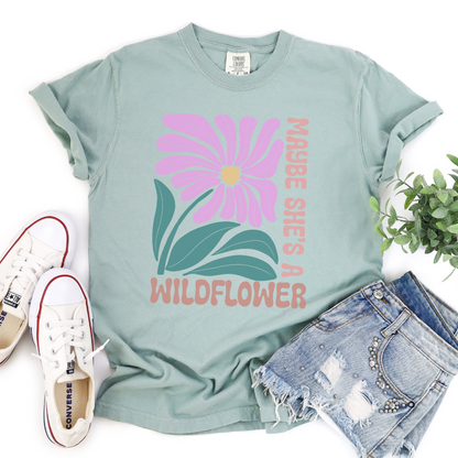 Maybe She's A Wild Flower - Comfort Colors Relaxed Fit Premium T Shirt