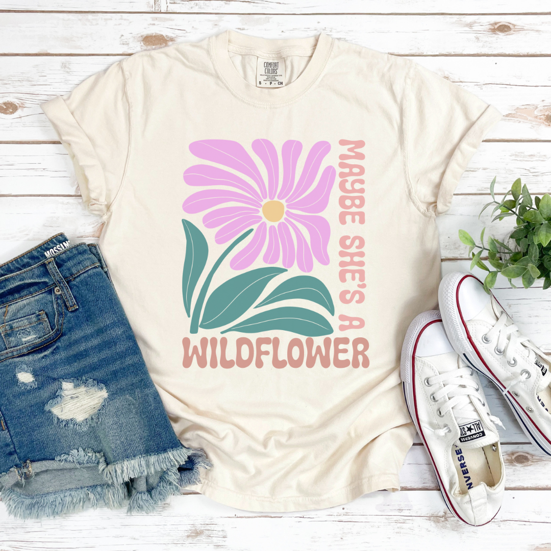 Maybe She's A Wild Flower - Comfort Colors Relaxed Fit Premium T Shirt