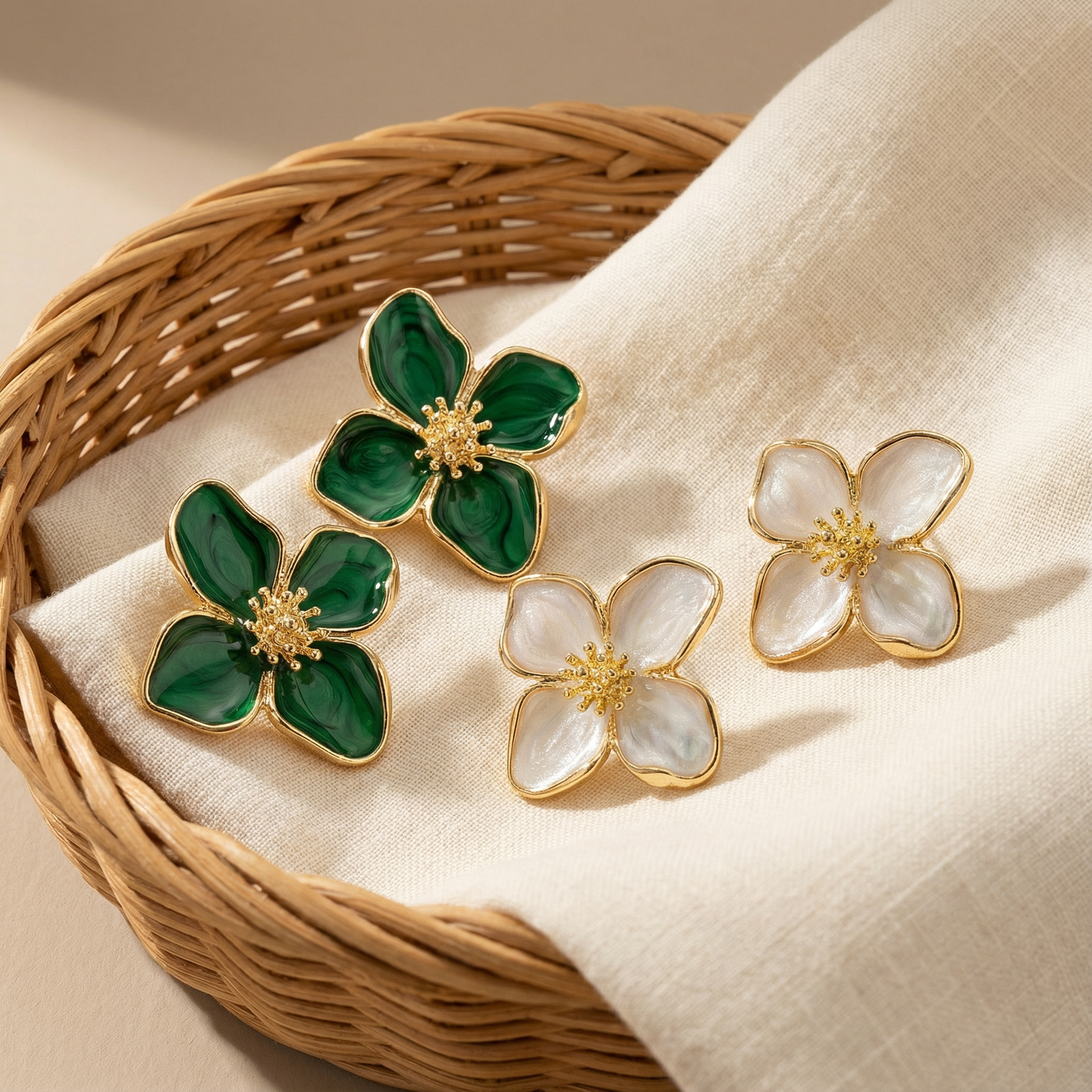 Enamel Flower Stud Earrings