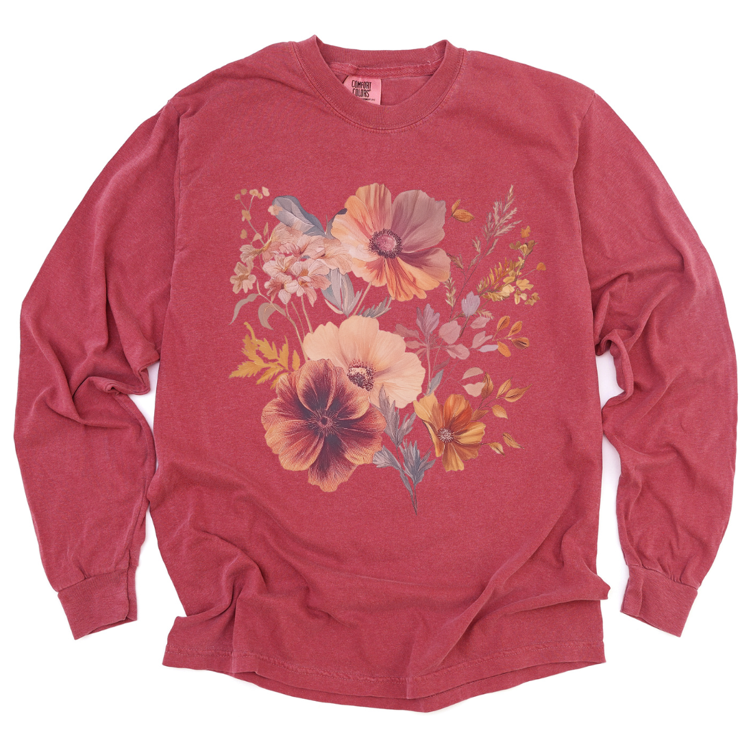 Sunset Floral - Comfort Colors Long Sleeve Premium T Shirt